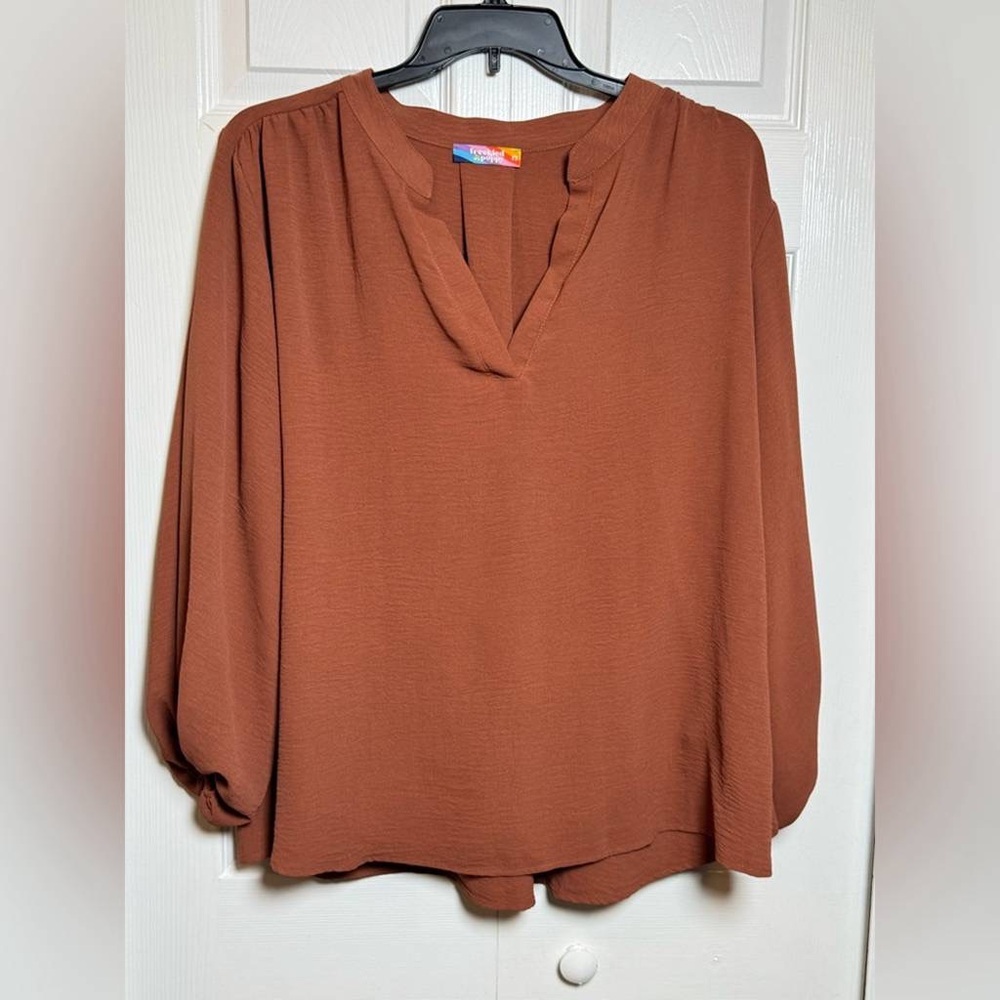 Women's Brown V-Neck Blouse